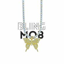 Load image into Gallery viewer, iced out butterfly necklace gold
