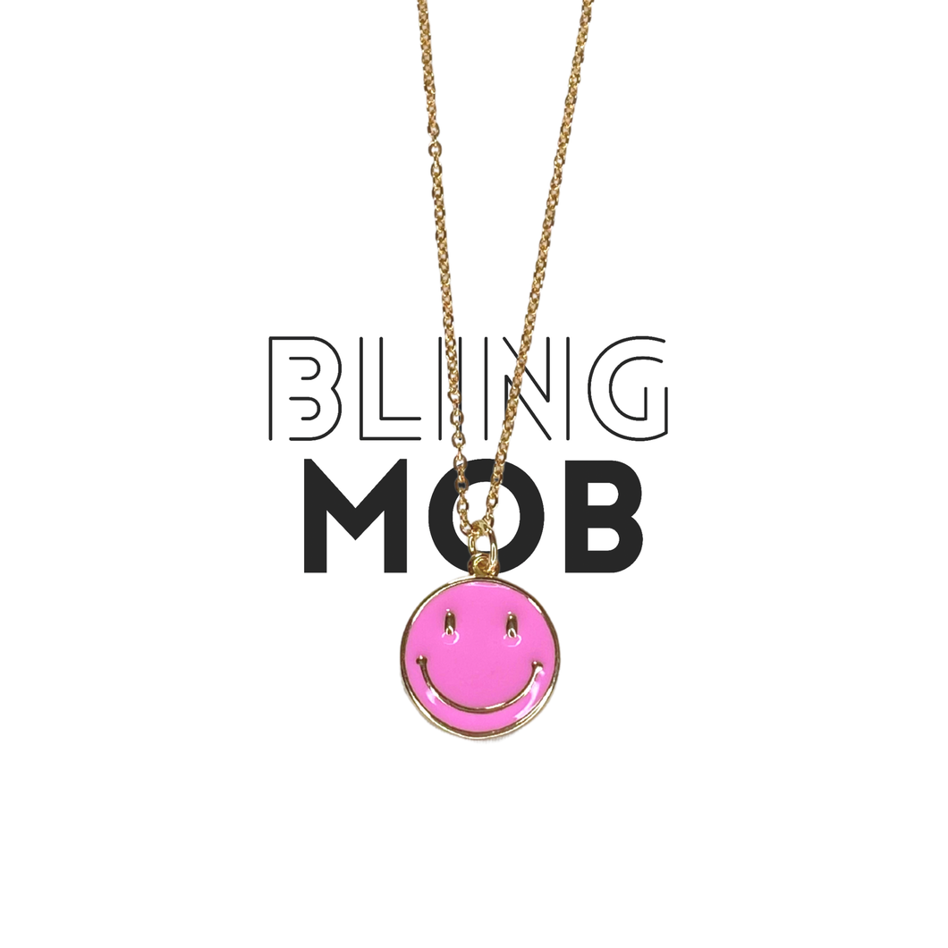 Smiley Goldfilled Necklace - pink